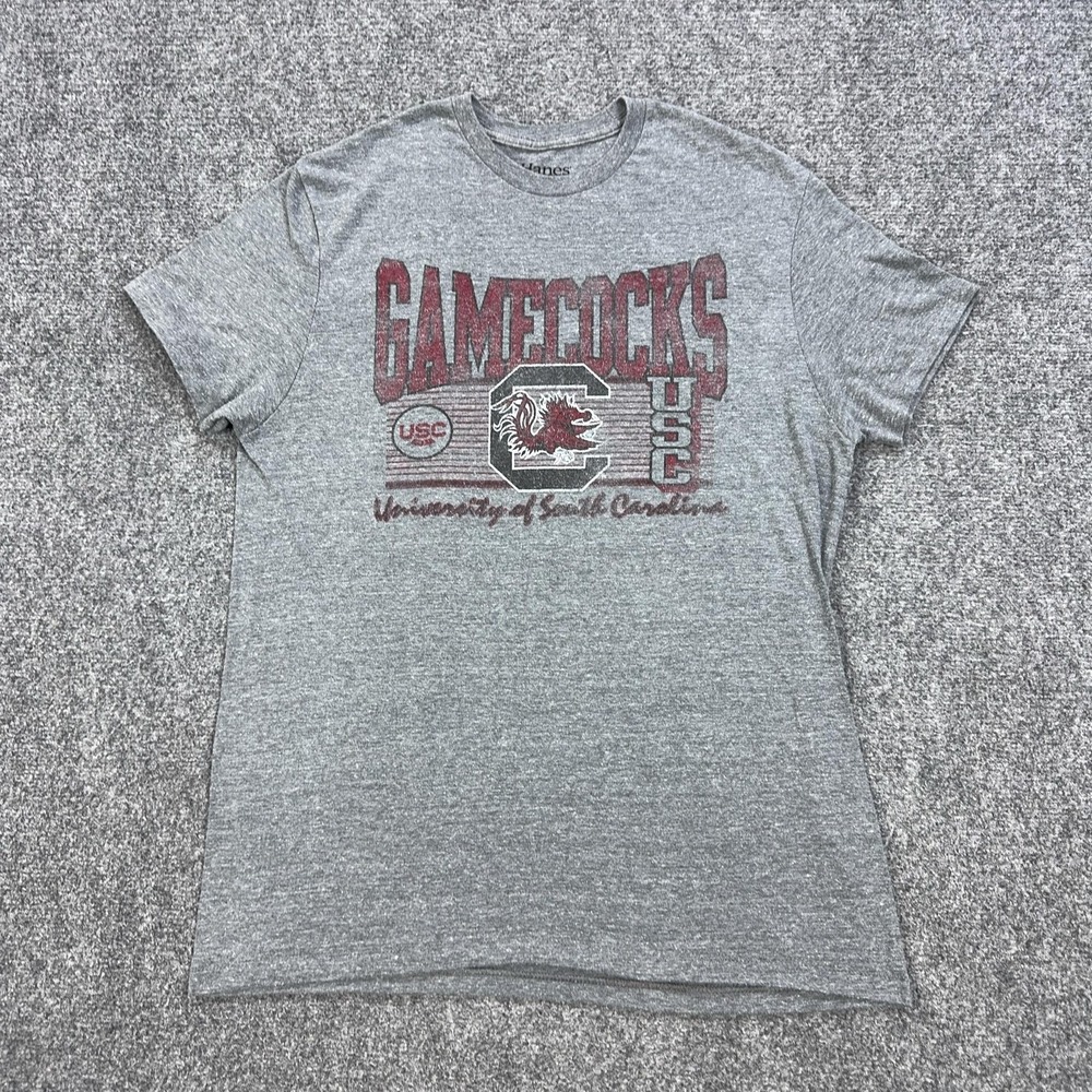 South Carolina Gamecocks Shirt Mens Large Gray NCAA Football Hanes Graphic Tee